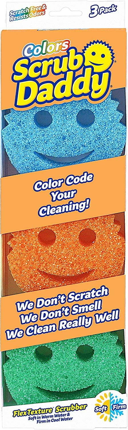 Scrub Daddy Scratch Free Color Sponge with Flex Texture, 3 Pack 