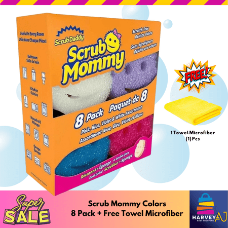 Scrub Daddy / Scrub Mommy Dual-Sided Scrubber Sponge Scratch Free 8 Pack