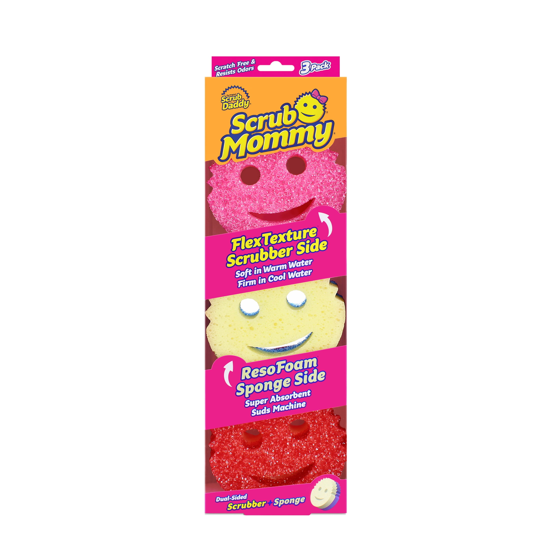 Scrub Daddy Sponge Set - Scrub Mommy Power Flower Dual- Sided Sponge and  Scrubber - Non Scratch Sponge for Dishes and Home, Odor Resistant, Firm in