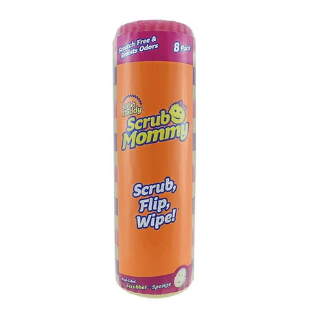 Scrub Daddy, Scrub Mommy - Dual Sided Sponge & Scrubber, Soft In Warm Water, Firm In Cold, Flextexture, Deep Cleaning, Dishwasher Safe, Multipurpose, Scratch Free, Odor Resistant, Ergonomic, 8Ct Roll
