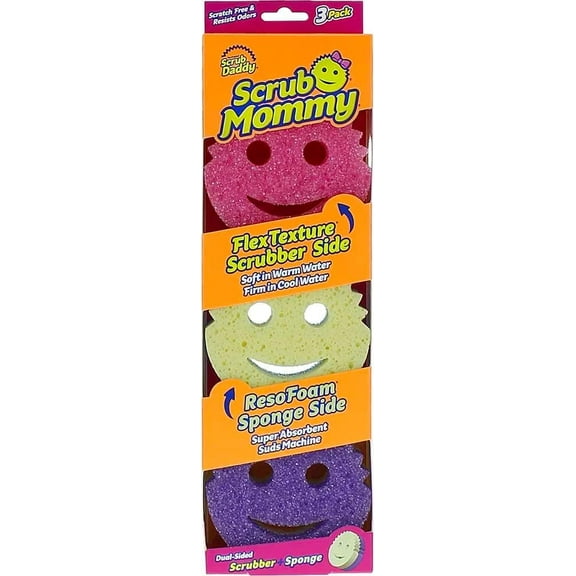 Scrub Daddy Scrub Mommy - Scratch-Free Multipurpose Dish Sponge - BPA Free & Made with Polymer Foam - Stain & Odor Resistant Kitchen Sponge 3 Count