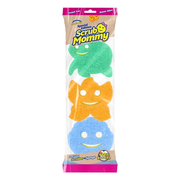 Scrub Daddy Scrub Mommy Summer Shapes Non-Scratch Cleaning Sponge, 3 Count
