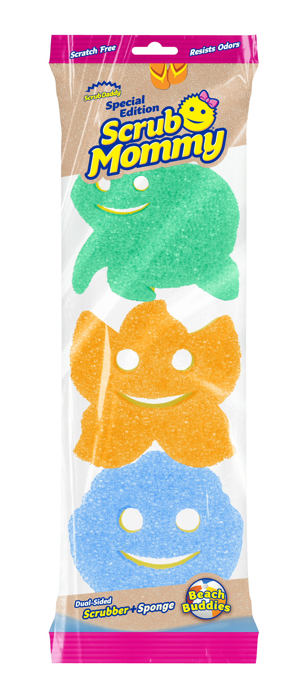 Scrub Daddy Scrub Mommy Special Edition Summer Scratch-Free Multipurpose Dish Sponge BPA Free Polymer Foam 3 Count