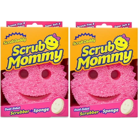 Scrub Daddy Scrub Mommy Sponge, Pink, 2 Pack, Soft in Warm Water, Firm in Cold