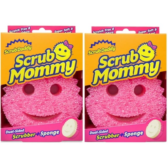 Scrub Daddy Scrub Mommy Sponge, Pink, 2 Pack, Soft in Warm Water, Firm in Cold