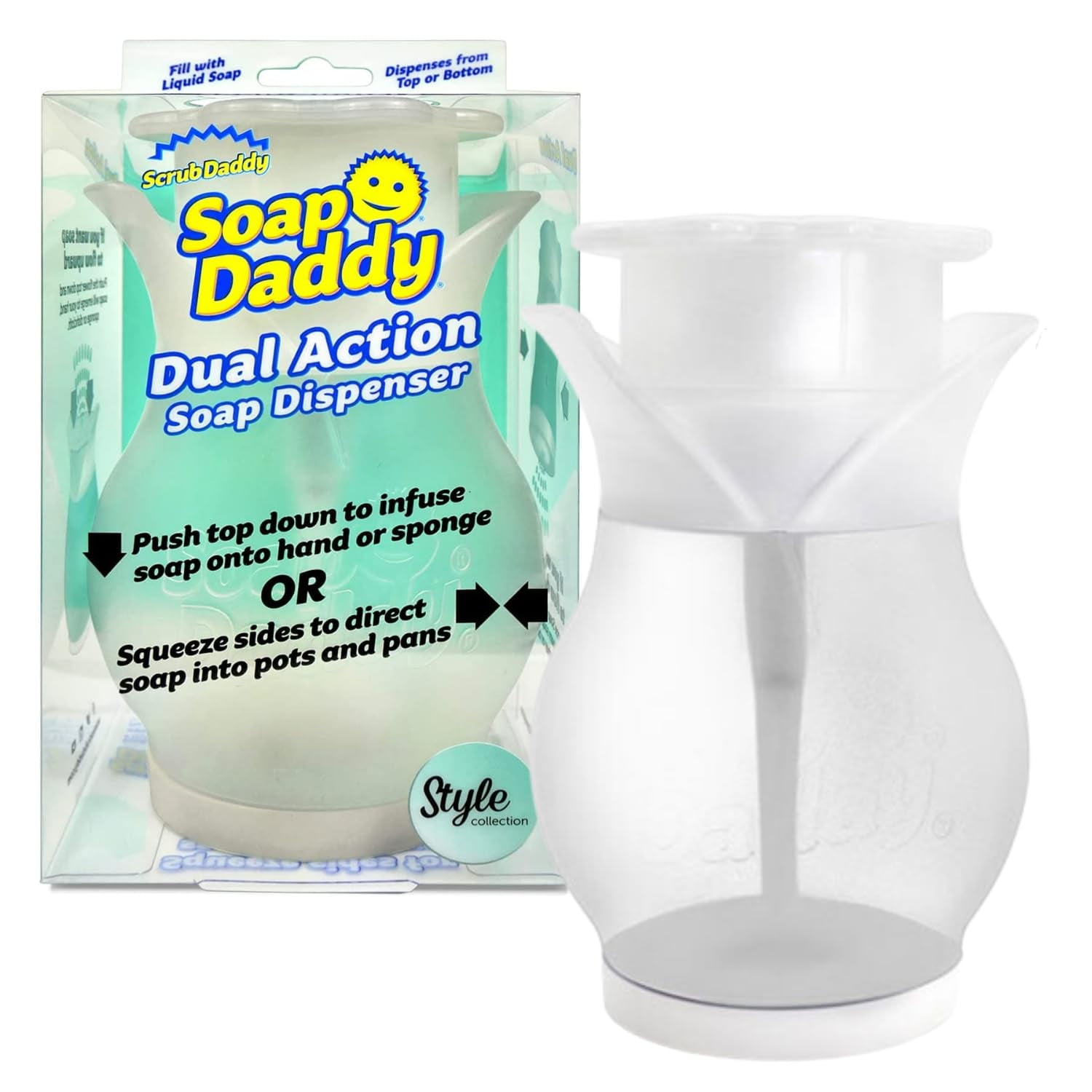 Scrub Daddy Soap Dispenser, Refillable, Dual Action, Dish Scrub Daddy Soap Dispenser, Refillable, Dual Action, Dish
