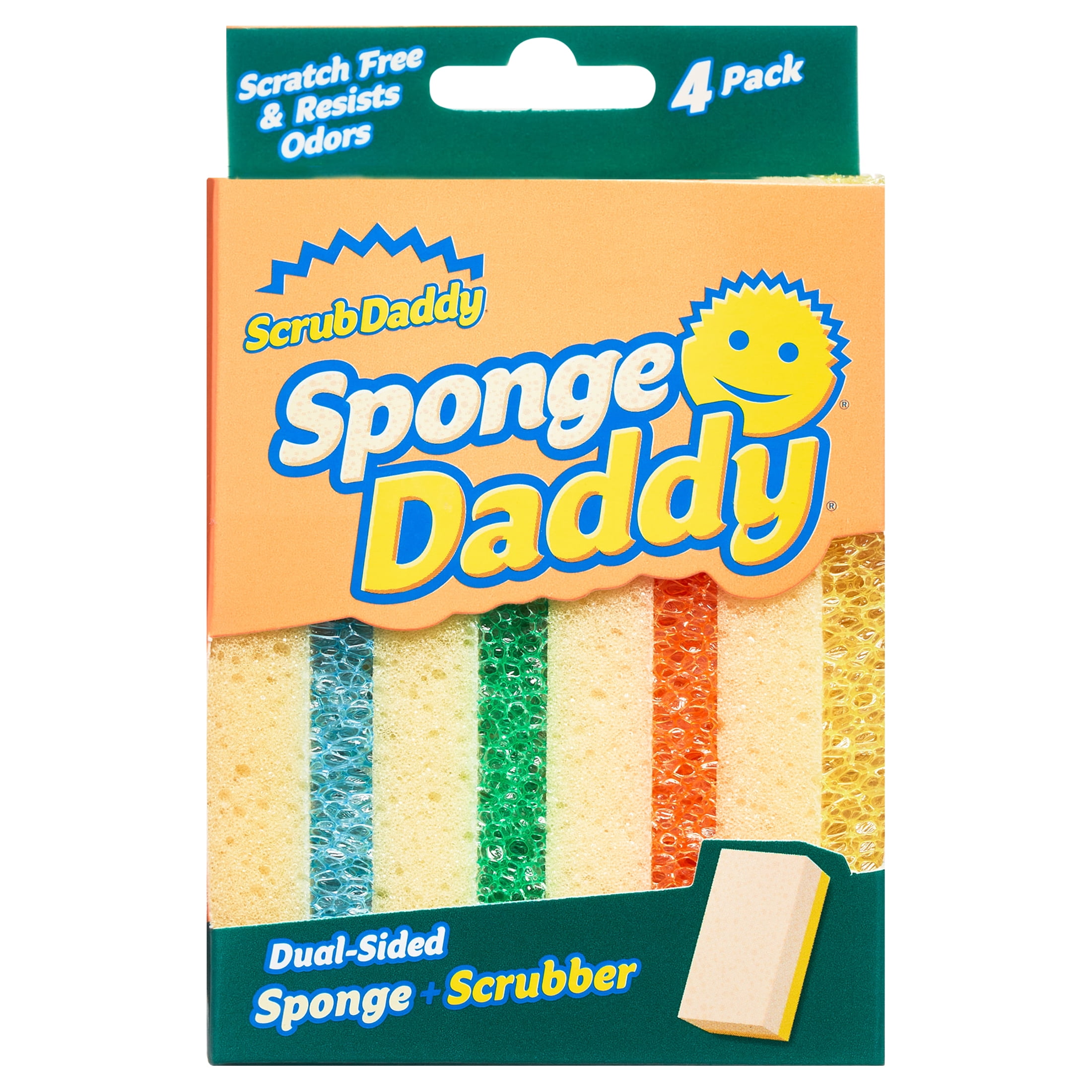 Scrub Daddy Sponge Daddy Dual-Sided Non-Scratch, 4 Count 