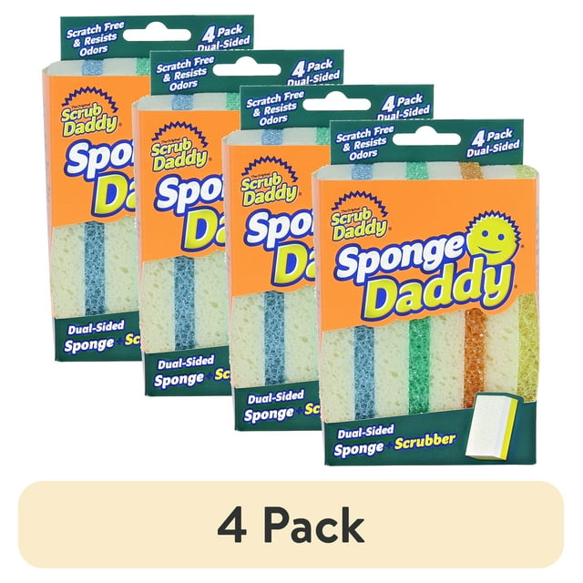 (4 pack) Scrub Daddy Sponge Daddy DualSided NonScratch, 4 Count