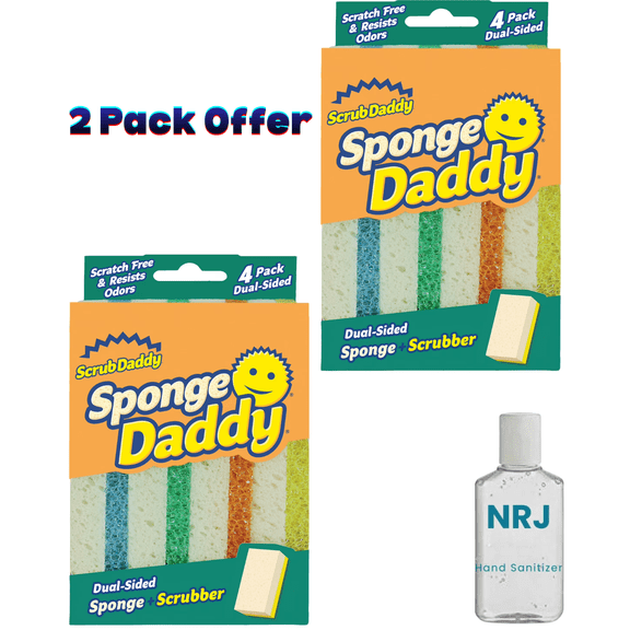 Scrub Daddy Sponge Daddy Non-Scratch Sponges, 4 Count