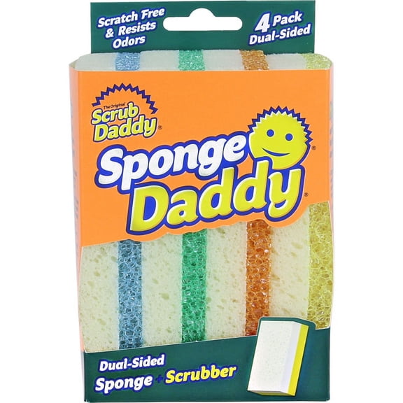 Scrub Daddy Sponge Daddy Traditional Shape - Dual Sided FlexTexture, 4 Count