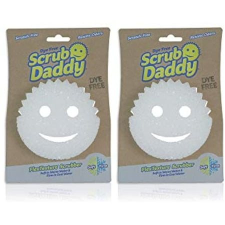Scrub Daddy Sponge - Dye Free - Scratch-Free Scrubber for Dishes and Home, Odor Resistant, Soft in Warm Water, Firm in Cold, Deep Cleaning, Dishwasher Safe, Multi-use, 1ct (2 pack)