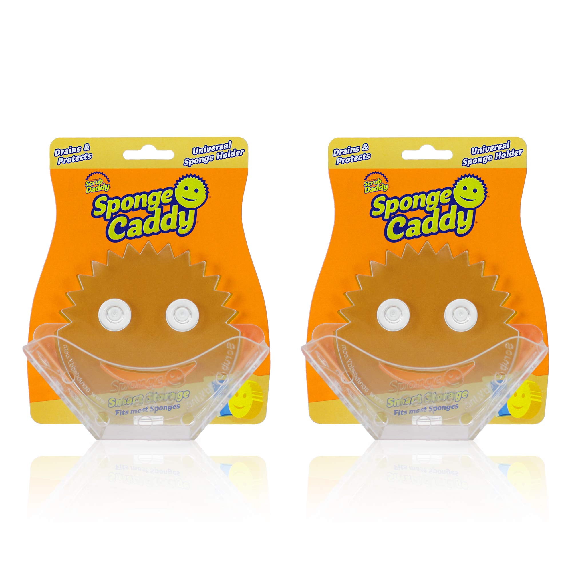 Scrub Daddy Yellow and Clear Plastic Suction Sponge Caddy, 2-Pack