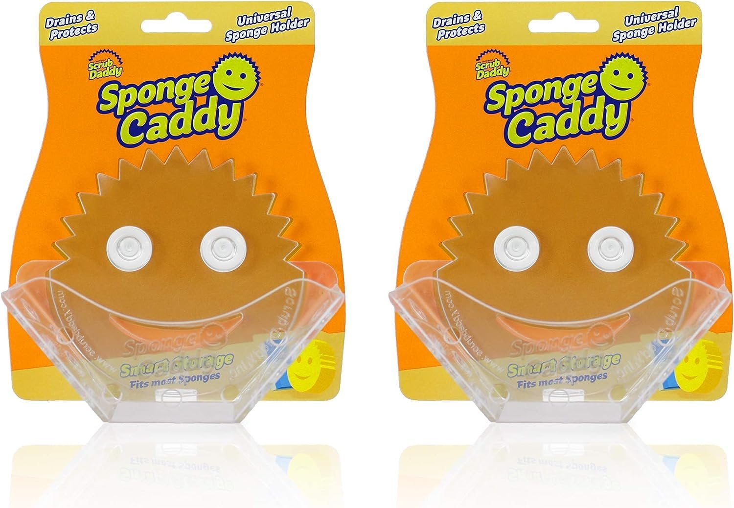 Scrub Daddy Yellow and Clear Plastic Suction Sponge Caddy, 2-Pack