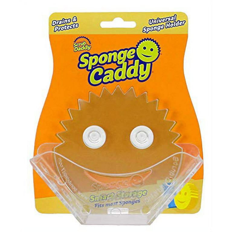 Sponge & Dishwand Holder Caddy Clear Self-draining Swivels 