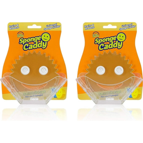 Scrub Daddy Sponge Holder - Sponge Caddy- Suction Sponge Holder, Sink Organizer for Kitchen and Bathroom, Self Draining, Easy to Clean Dishwasher Safe, Universal for Sponges and Scrubbers - 2 pack