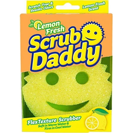 Scrub Daddy Sponge - Lemon Fresh Scent - Scratch-Free Scrubber for Dishes and Home, Odor Resistant, Soft in Warm Water, Firm in Cold, Deep Cleaning, Dishwasher Safe, Multi-use, Functional, 1