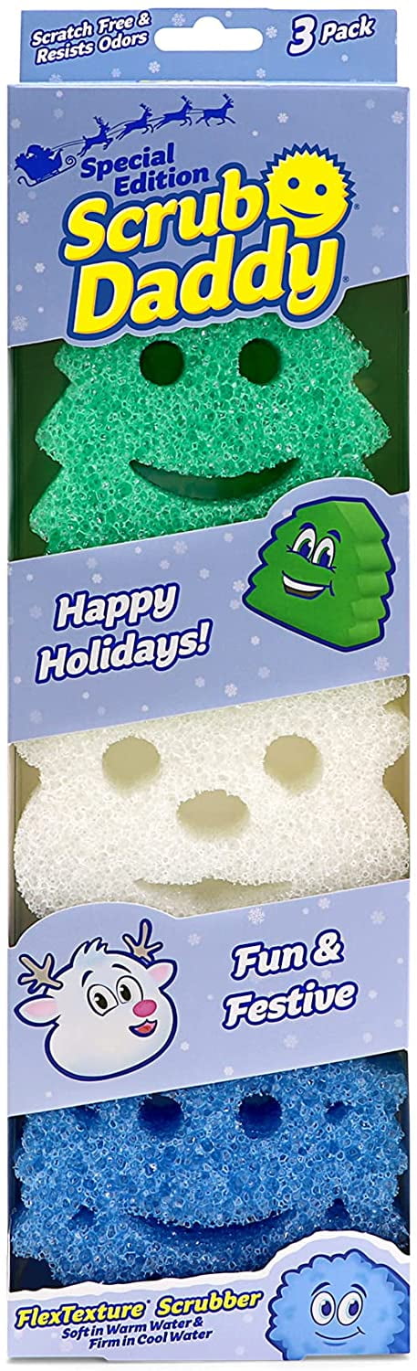 Scrub Daddy Sponge Set - Winter Shapes - Non Scratch Scrubbers for Dishes  and Home, Odor Resistant, Temperature Controlled, Soft in Warm Water, Firm  in Cold, Deep Cleaning, Dishwasher Safe, 3ct 