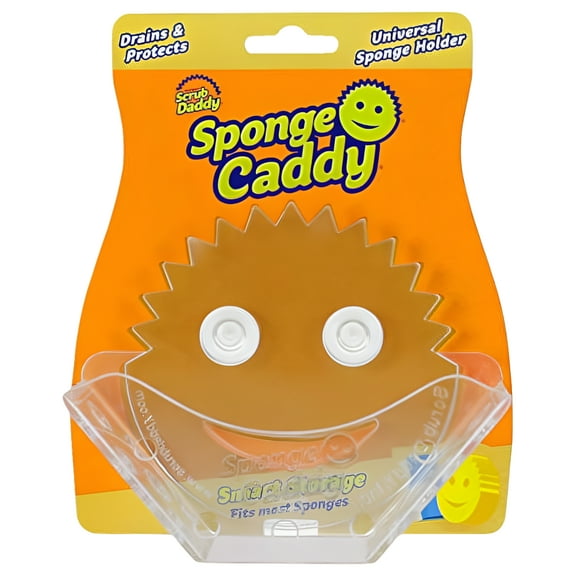 Scrub Daddy Sponge Sponge Caddy - Suction Sponge Holder, Sink Organizer Kitchen Bathroom, Self Draining, Easy Dishwasher Safe, Universal Sponges Scrubbers