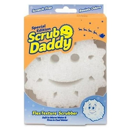 Scrub Daddy Winter Shape Kitchen Sponge, Flex Texture Foam, 1 Count, White Snowflake
