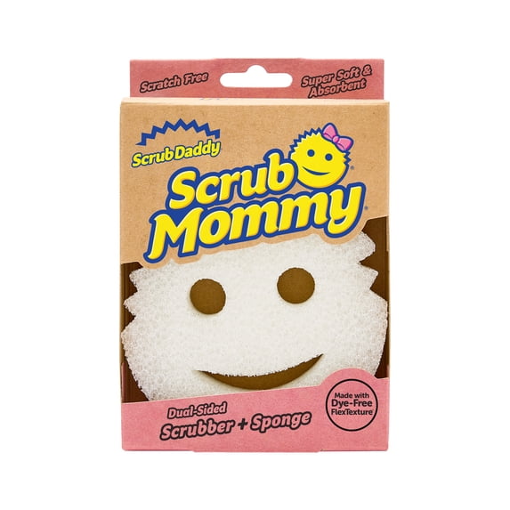 Scrub Daddy’s Dye Free Scrub Mommy - Non-Scratch Dish Scrubber Cleaning Sponge Multi-Surface Safe – Dye Free Dual-Sided Dish Sponge for Scrubbing and Wiping, 1 Count