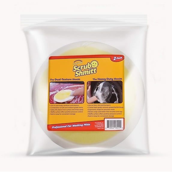 Scrub Daddy Car Wash Mitt - The Shmitt- Dual Textured for Interior and Exterior Cleaning, For Tires Rims Auto Body, 2