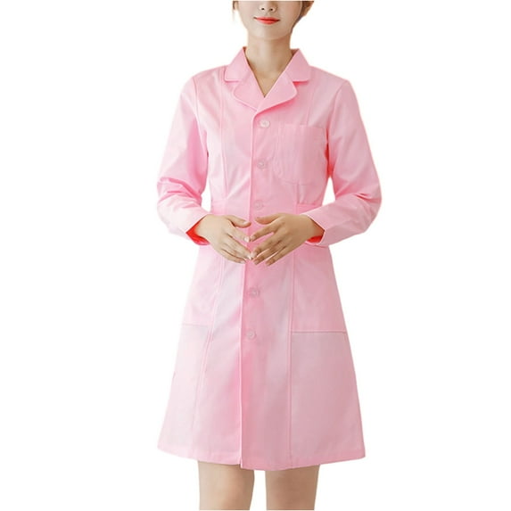 Scrub Dresses for Women Casual Solid Color Short Sleeve Nur-se Working Uniform Pockets Stretchy V-Neck Holiday Workwear Pink