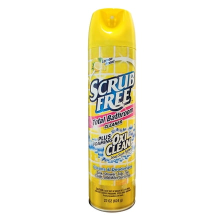 Scrub Free Bathroom Cleaner, Tough Stains & Grime, Lemon Scent with Oxi Clean, 22 oz Foaming Spray