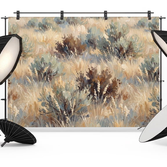 Scrub Grass Backdrops for Photography, Rustic Western Tan Khaki Green Desert Wilderness Fabric Photo Background Sturdy Studio Props for Photo Studio, Video Recording, Booth & Photoshoot 7x5ft