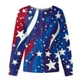 thumbnail image 1 of Scrub Jacket for Women 4th Of July Long Sleeve Snap Front Patriotic Star and Stripes Printed Independence Day Nurse Uniforms Workwear Tops with Pockets, 1 of 6