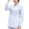 thumbnail image 1 of Scrub Jacket for Women Long Sleeve Lab Coat Lightweight Medical Uniform Multi Pocket Easy Care Lightweight Workwear White S, 1 of 5