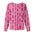 thumbnail image 1 of Scrub Jackets Women Printed Scrubs Blouse with Pocket,Workwear Top for Daily Nursing Uniform Breast Cancer Awareness Red L, 1 of 5