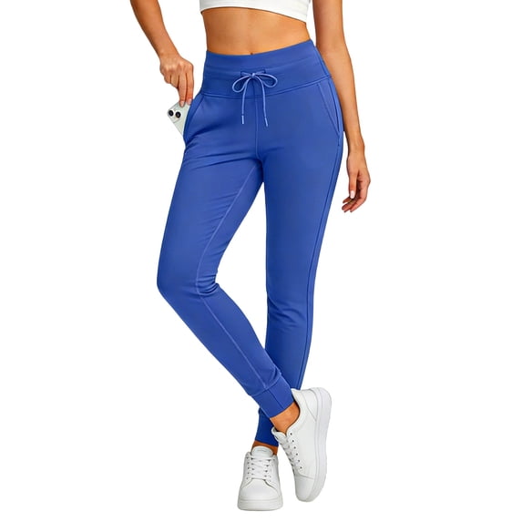 Scrub Jogger Yoga Pants for Women Slim Fit Tapered Leg Joggers Stretch Soft High Waist Leggings Pants with Pockets Blue M