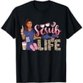 thumbnail image 1 of Scrub Life African American Women Leopard Nurse Clothing T-Shirt, 1 of 5
