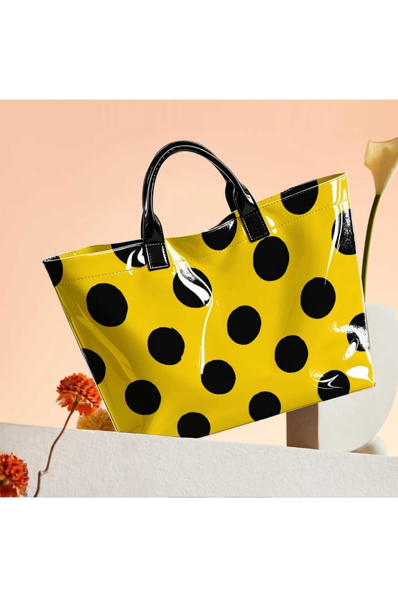 Scrub Life Medical Pattern Glossy Black Large Tote Handbag for Nurses Shopping Travel Commute
