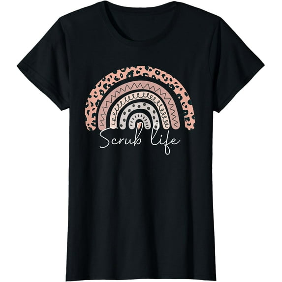 Scrub Life Nurse CMA CNA RN Leopard Rainbow Nursing T-Shirt