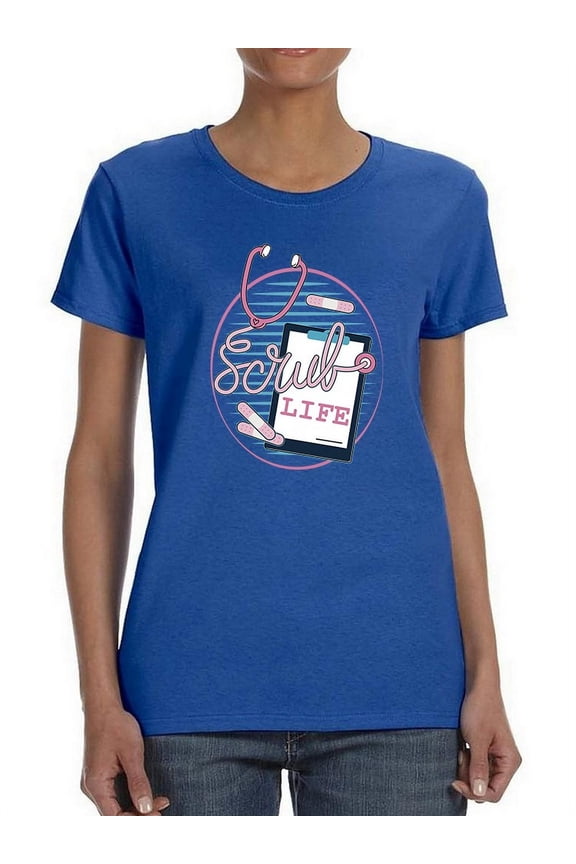 Scrub Life Stethoscope Design Women T-Shirt, Female Large