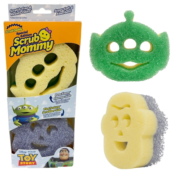 Scrub Daddy Disney Toy Story Buzz & Alien Sponge Set, 2 Count, Scratch-Free Kitchen Scrubber