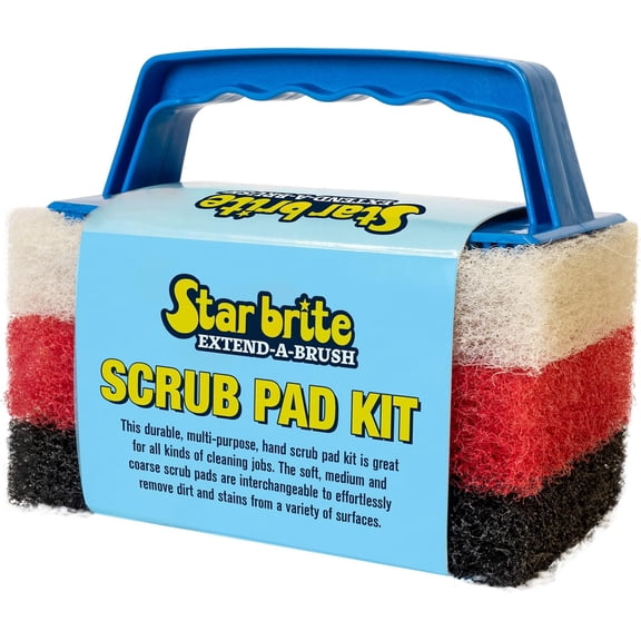 Scrub Pad Kit - 3 Different Textured Scouring Pads & Interchangeable Handle (040023PW)