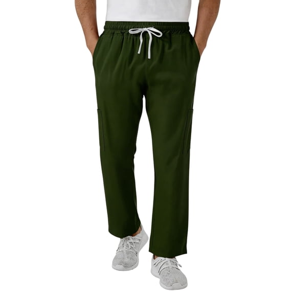 Scrub Pants for Men Drawstring Cargo Medical Uniform Straight Leg Nursing Scrub Bottoms