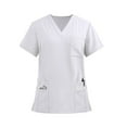 thumbnail image 1 of Scrub Set Women，3 Pocket Scrub Tops for Women, Stretch Fabric Breathable V-Neck Womens Scrub Shirts, 3 Pocket Comfortable Scrub Tops，White，L, 1 of 4