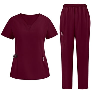 Scrub Set for Women - Sweetheart V-Neck Scrub Top & Yoga Jogger Cargo Pants Scrubs Mathching Sets for Nursing Uniforms