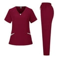 thumbnail image 1 of Scrub Sets For Woman Nursing Short Sleeve V Neck Tops & Scurb Pants Comfy Lightweight Scrubs for Women Set Workwear, 1 of 3