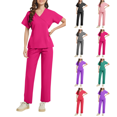 thumbnail image 1 of Scrub Sets for Woman V Neck Top with Cargo Pant Pockets Nurse Top Pull On Scrubs Bottom Comfy Durable Nursing Scrubs for Healthcare Professionals Hot Pink S, 1 of 6