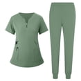thumbnail image 1 of Scrub Sets for Women Petite Spring Summer V-Neck Scrub Top & Jogger Scrub Pants Stretch Nursing Workwear Quick Dry Working Uniforms with Pockets Mint Green XL, 1 of 4