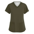 thumbnail image 1 of Scrubs For Women Tops, Scrubs Plus Size V Neck Short Sleeve Workwear With Pockets Womens Summer Tops Trendy Sets Women 4Th Of July Shirts Outfit Fourth Shirts Outfit Shirts (S, Dark Green) ZMTing, 1 of 3