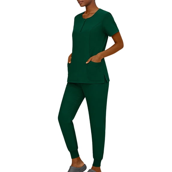 Scrub Sets for Woman,Creweck Short Sleeve Nurse Scrub Top & Jogger Pants,Medical Workwear for Nurses Green XL
