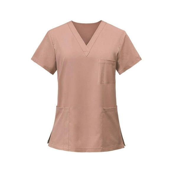​​Women's Nursing Scrub Shirt - Breathable Work Uniform Top Pink S​​