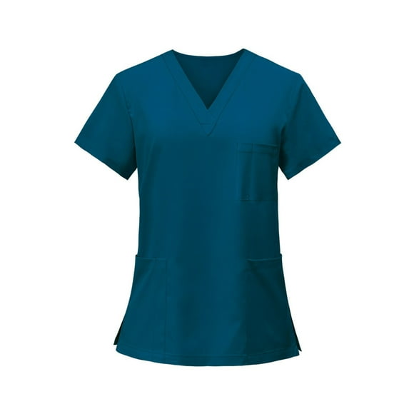 Women's Scrub Top Turquoise XXL - Moisture-Wicking Nursing Shirt, V-Neck Multi-Pocket Uniform