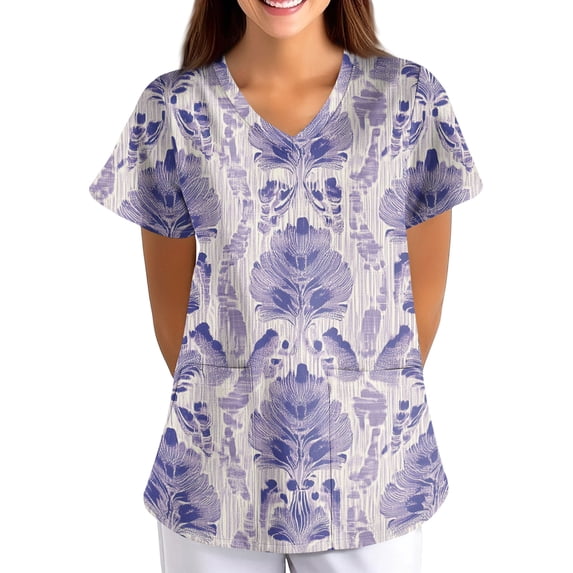 Scrub Shirts for Women Scrub Tops Lightweight V Neck Short Sleeve Tops