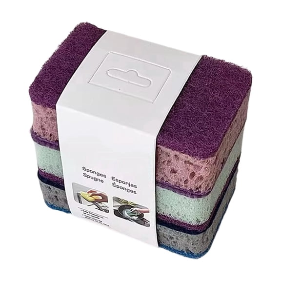 Scrub Sponges Dual Sided Dish Sponges, 3 Pack Color Coded Kitchen Sponges for Cleaning, Non-Scratch Scouring Pad and Soft Sponge for Dishes Pans, Heavy Duty Cleaning Sponge Set